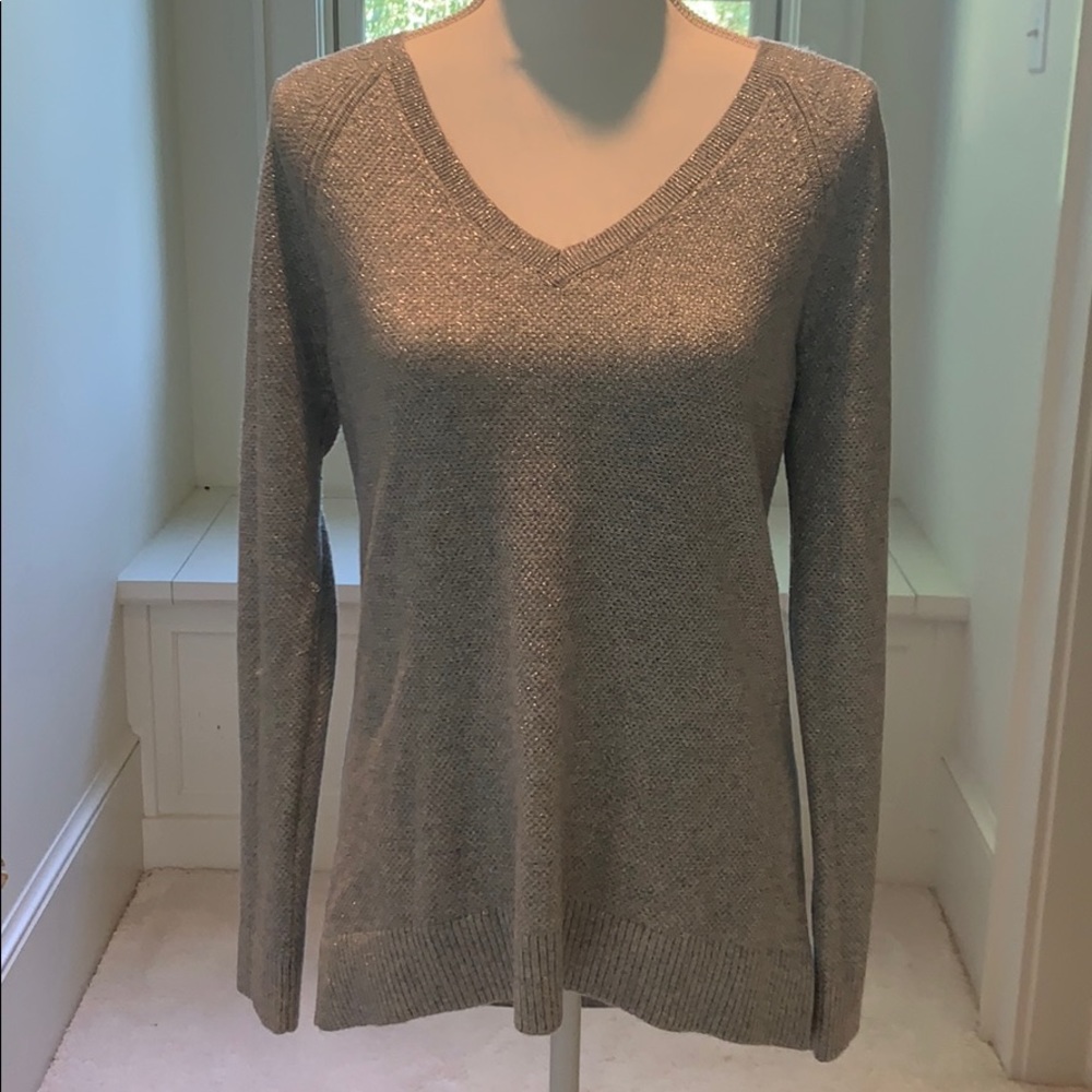 Silver GAP V-Neck Lightweight Sweater